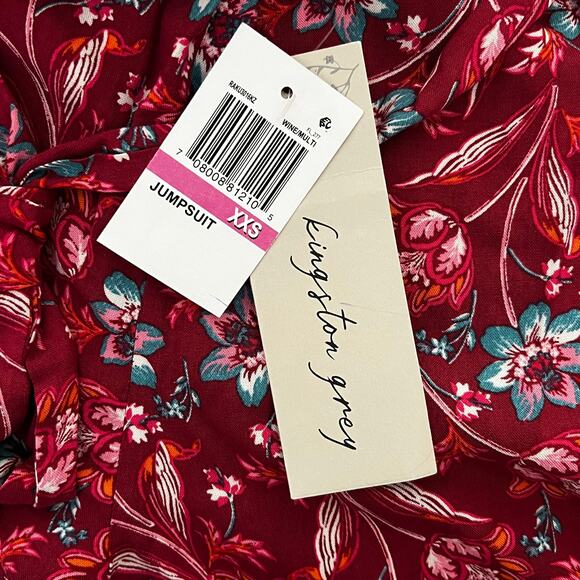 Kingston Grey Floral Off Shoulder  Jumpsuit, Junior XXS - Picture 4 of 5